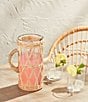 Mud Pie Sienna Rattan Glass Woven Pitcher, Color:Brown - Image 2
