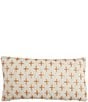 Color:Orange/Natural - Image 1 - Terracotta Embroidered Cross Patterned Lumbar Pillow