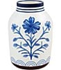 Color:Blue White - Image 1 - Valencia Collection Hand Painted Blue Floral Motif Large Decor Vase