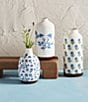 Color:Blue White - Image 2 - Valencia Collection Hand Painted Blue Floral Motif Large Decor Vase