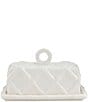 Mud Pie White Bamboo Butter Dish, Color:White - Image 1