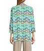 Multiples Multiple Georgette Printed 3/4 Sleeve Drapey Open-Front Jacket, Color:Triangle Multi - Image 2