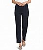 Multiples 4 Way Stretch Ponte No-Waist Pintuck Straight Leg Ankle Pants - Image 1