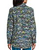 Multiples Chevron Embroidered Point Collar Long Cuffed Sleeve Button Front Shacket, Color:Multi - Image 2