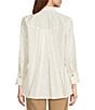 Multiples Crinkle Poplin Point Collar 3/4 Flip Back Cuff Fit & Flare Button-Front Shirt, Color:Winter White - Image 2