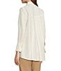 Multiples Crinkle Poplin Point Collar 3/4 Flip Back Cuff Fit & Flare Button-Front Shirt, Color:Winter White - Image 4