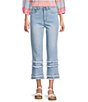 Multiples Denim Fringe Hem Flared Crop Jeans - Image 1