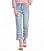 Multiples Denim Fringe Hem Flared Crop Jeans - Image 1