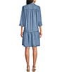 Multiples Denim Point Collar Rolled Tab 3/4 Sleeve Shirt Dress - Image 2