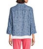 Multiples Denim Print Point Collar 3/4 Flounce Sleeve Button Front Jacket - Image 2