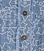 Multiples Denim Print Point Collar 3/4 Flounce Sleeve Button Front Jacket - Image 4