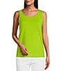 Color:Keylime - Image 1 - Double Scoop Neck Sleeveless Fitted Tank