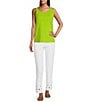 Color:Keylime - Image 3 - Double Scoop Neck Sleeveless Fitted Tank
