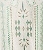 Multiples Embroidered Textured V-Neck 3/4 Sleeve Fringe Edge Top, Color:Multi - Image 6