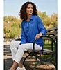 Multiples Flower Tim Point Collar Long Sleeve Button Front 2-Piece Tank Top - Image 5
