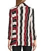 Multiples Jacquard Knit Textured Wavy Stripe Print Collar Neck 3/4 Sleeve Top, Color:Crimson - Image 2