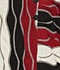 Multiples Jacquard Knit Textured Wavy Stripe Print Collar Neck 3/4 Sleeve Top, Color:Crimson - Image 6