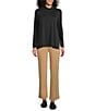 Multiples Knit Mock Neck Long Sleeve Popover Top, Color:Black - Image 5