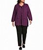 Multiples Knit Plus Size Textured Knit Novelty Open Front 3/4 Sleeve Fringe Trim Open Front Jacket - Image 3