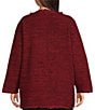 Multiples Plus Size Textured Knit Novelty Open Front 3/4 Sleeve Fringe Trim Open Front Jacket - Image 2