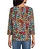 Multiples Knit Print Scoop Neck 3/4 Sleeve Top - Image 2