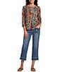 Multiples Knit Print Scoop Neck 3/4 Sleeve Top - Image 3