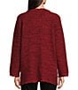 Multiples Knit Textured Knit Novelty Open Front 3/4 Sleeve Fringe Trim Open Front Jacket - Image 2