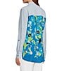 Color:Multi - Image 5 - Mixed Print Crinkle Point Collar Long Roll-Tab Sleeve Button-Front Shirt