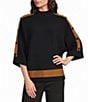 Multiples Mock Neck 3/4 Dolman Sleeve Contrast Trim Sweater - Image 1