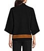 Multiples Mock Neck 3/4 Dolman Sleeve Contrast Trim Sweater - Image 2