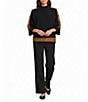 Multiples Mock Neck 3/4 Dolman Sleeve Contrast Trim Sweater - Image 3