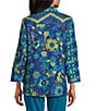 Multiples Multi Print Stand Collar 3/4 Sleeve Button-Front Jacket, Color:Multi - Image 3