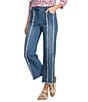 Multiples Petite Size 5-Pocket Fringed Seamed Solid Denim Crop Jeans - Image 1