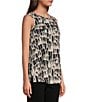 Color:Black/White Print - Image 5 - Petite Size Abstract Print Hatchi Knit Scoop Neck Swing Tank