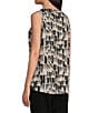 Color:Black/White Print - Image 6 - Petite Size Abstract Print Hatchi Knit Scoop Neck Swing Tank