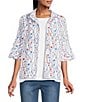 Multiples Petite Size Barkcloth Dot Multi Print Wire Collar 3/4 Sleeve Button-Front Jacket - Image 1