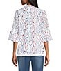 Multiples Petite Size Barkcloth Dot Multi Print Wire Collar 3/4 Sleeve Button-Front Jacket - Image 2