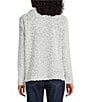 Multiples Petite Size Cheetah Print Johnny Collar Long Sleeve Plush Knit Top, Color:Frost Grey - Image 2