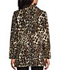 Color:Multi - Image 2 - Petite Size Cheetah Print Notch Lapel Collar Long Sleeve 3-Button Front Jacket
