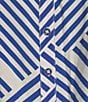 Multiples Petite Size Crinkle Woven Printed Wire Collar 3/4 Sleeve Button-Front Shirt, Color:Bright Royal - Image 4