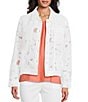Multiples Petite Size Jacquard Woven Allover Embroidered Jean Style Jacket - Image 1