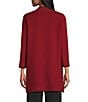 Multiples Petite Size Knit 3/4 Sleeve Open-Front Solid Long Sweater Cardigan, Color:Crimson - Image 2
