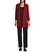 Multiples Petite Size Knit 3/4 Sleeve Open-Front Solid Long Sweater Cardigan, Color:Crimson - Image 3