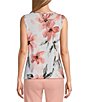 Multiples Petite Size Knit Floral 3/4 Sleeve Open-Front Matching Tank Top, Color:Pink Print - Image 4