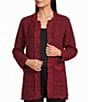 Multiples Petite Size Knit Textured Knit Novelty Open Front 3/4 Sleeve Fringe Trim Open Front Jacket - Image 1