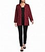 Multiples Petite Size Knit Textured Knit Novelty Open Front 3/4 Sleeve Fringe Trim Open Front Jacket - Image 3