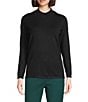 Multiples Petite Size Mock Neck Long Sleeve Fitted Sweater, Color:Black - Image 1