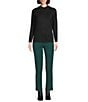 Multiples Petite Size Mock Neck Long Sleeve Fitted Sweater, Color:Black - Image 3