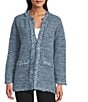 Multiples Petite Size Novelty Textured Long Sleeve Fringe Detail Open-Front Sweater Knit Jacket, Color:Multi - Image 3