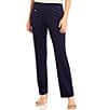 Color:Midnight - Image 1 - Slimsation® by Multiples Petite Size Pull-On Relaxed Straight Leg Pants